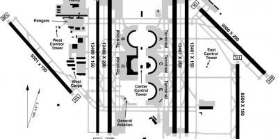 DFW हवाई अड्डे के टर्मिनल बी के नक्शे