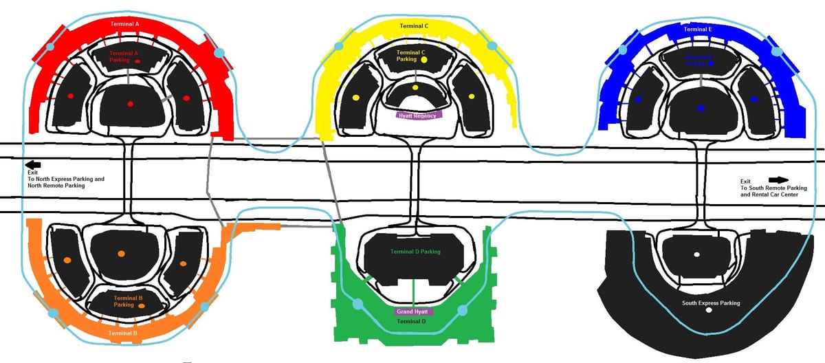 DFW हवाई अड्डे के टर्मिनल c के नक्शे