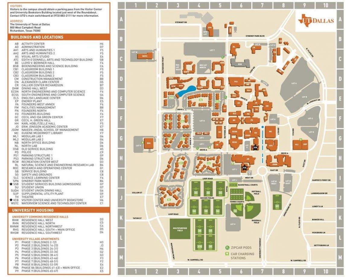 विश्वविद्यालय टेक्सास के डलास नक्शा