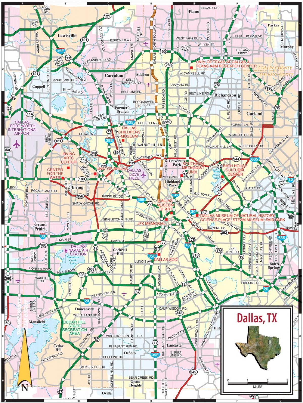 शहर डलास के नक्शे
