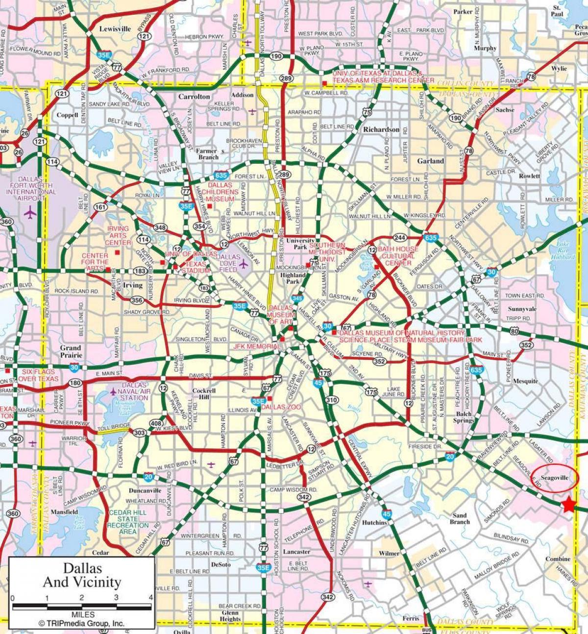 डलास शहर के नक्शे